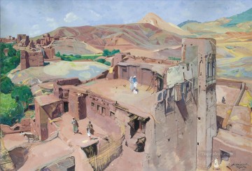 Sur les Terrasses de Tazouda Jacques Majorelle Orientalista Modernista Árabe Pinturas al óleo